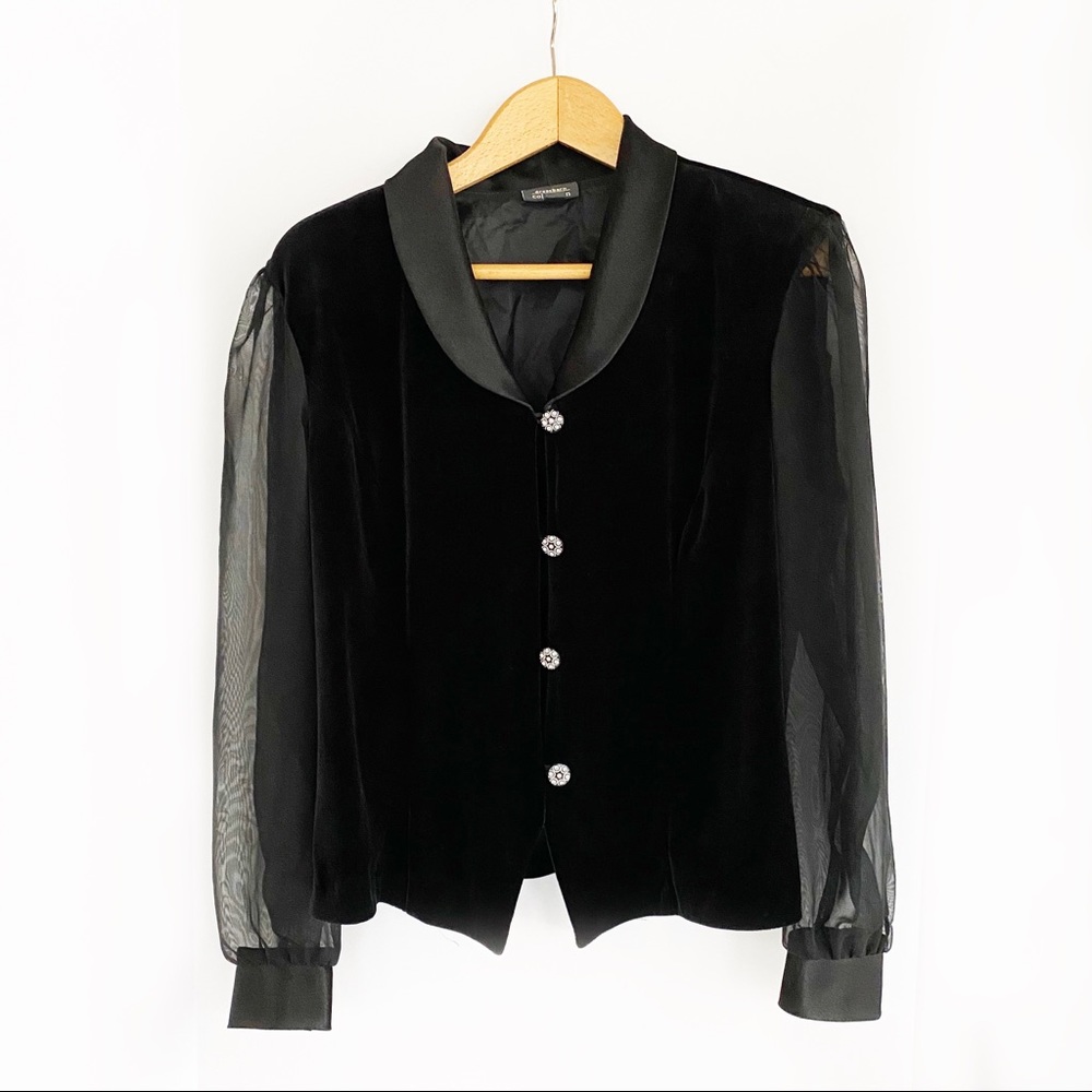 Dressbarn Velvet & Chiffon Formal Jacket Size L